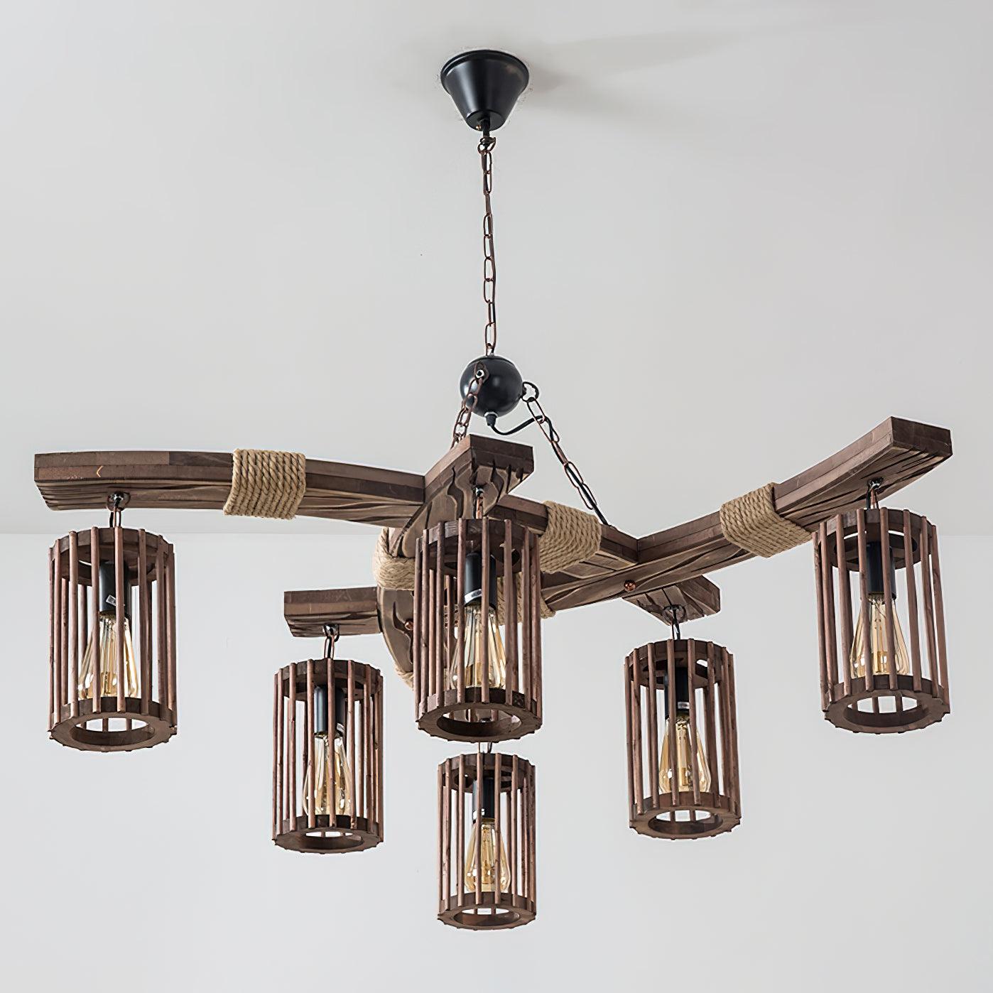 Retro Solid Wood Chandelier