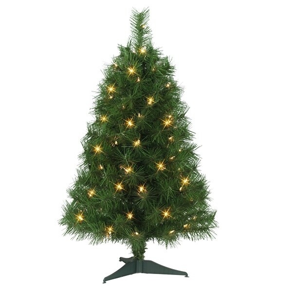 Puleo International 3 ft. PreLit Snow Ridge Artificial Fir Tree