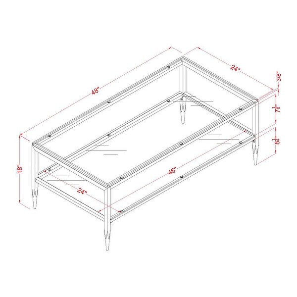 Furniture of America Luch Modern Glass/ Metal 48-inch Coffee Table