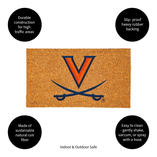 Evergreenncaavirginia Cavaliers Logo Natural Coir 28 X 16 Inches Indoor Outdoor Doormat