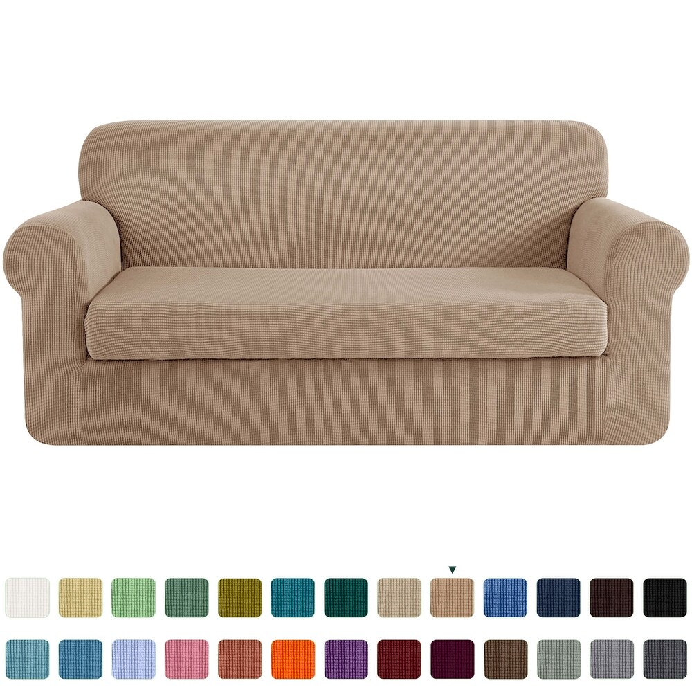 CHUN YI 2 Piece Stretch Loveseat Slipcover Checks Couch Cover