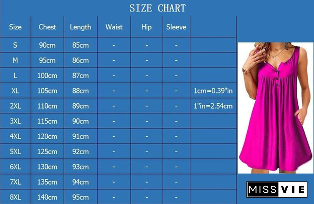 COMENII New S-8XL Women Summer Sleeveless Tank Top Dresses Casual Sexy V-neck Tunic T-shirt Dress Plus Size A-line Loose Beach Wear Ruffles Mini Dress Cotton Party Dress Ladies Fashion Solid Color Button Pleated Pocket Dress