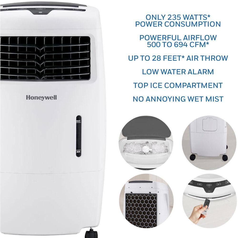 Honeywell 500 CFM 4-Speed Indoor Portable Evaporative Air Cooler (Swamp Cooler) with Remote Control for 300 sq. ft. CL25AE