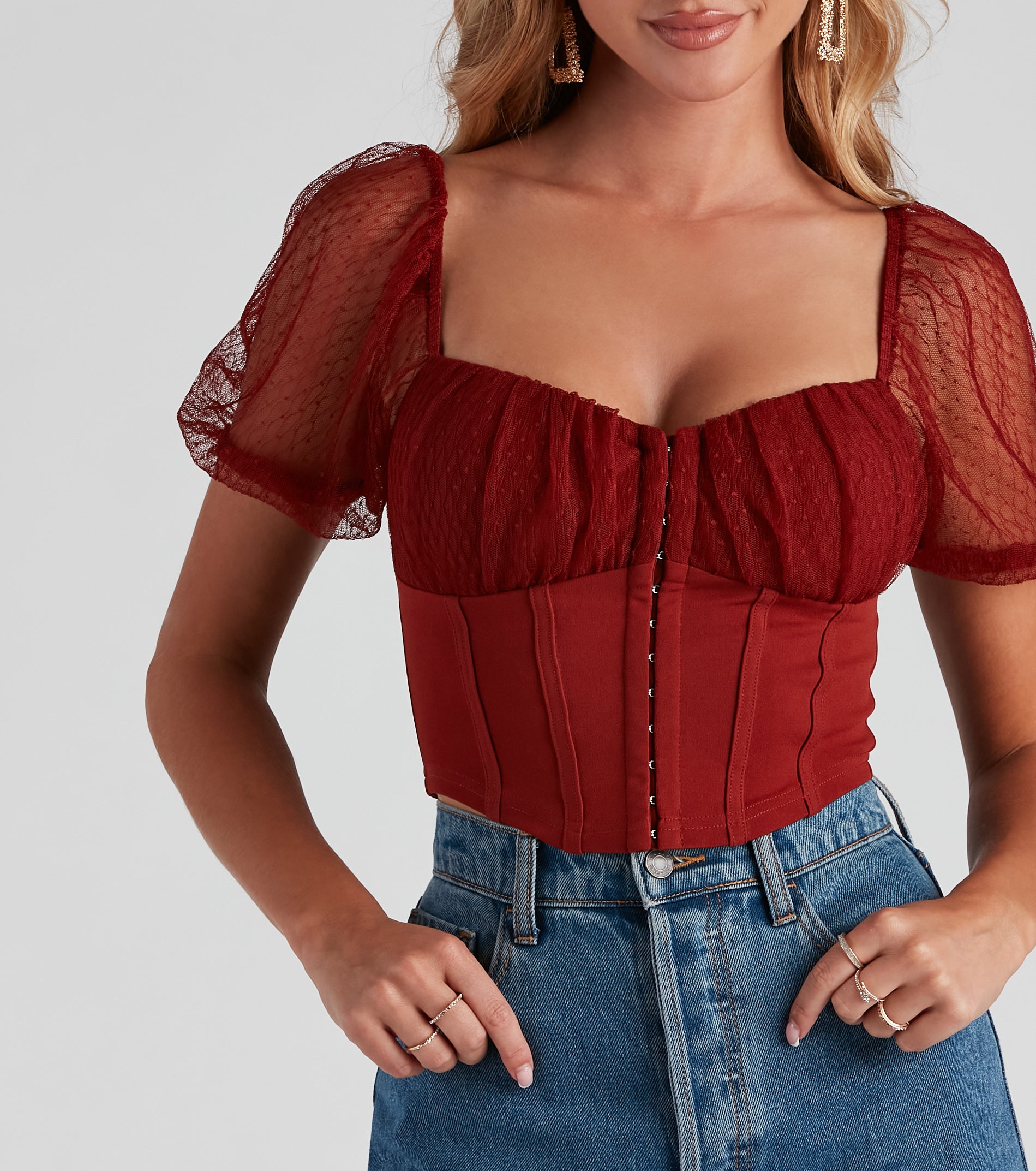 Total Sweetheart Puff Sleeve Corset Top