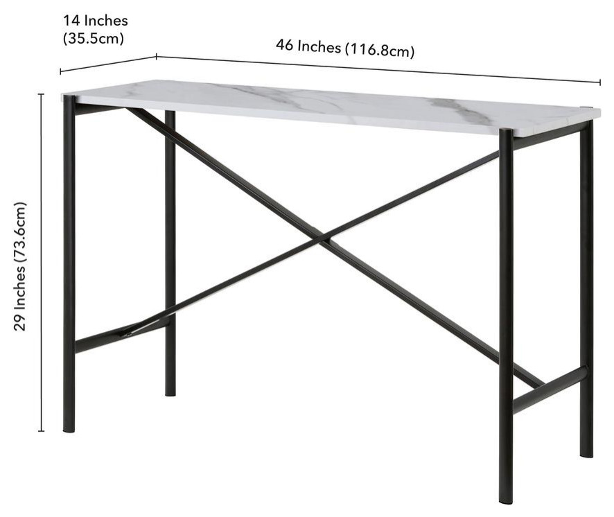 Braxton 46  x27 x27Wide Rectangular Console Table with Faux Marble Top in...   Contemporary   Coffee Tables   by BisonOffice  Houzz