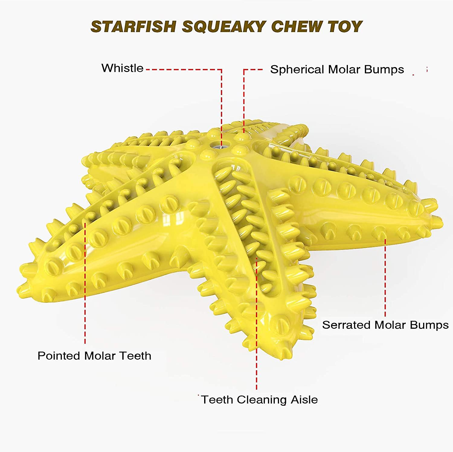 Dog Chew Toys Squeaky Dog Toys Dog Water Floating Toys Starfish Natural Tooth Brush Teeth Cleaning Toy For Small Medium Dog Yellow