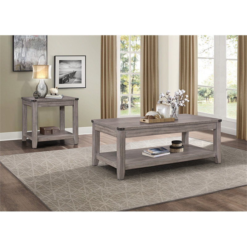 Lexicon Woodrow Industrial Wood End Table in Gray   Transitional   Side Tables And End Tables   by Homesquare  Houzz