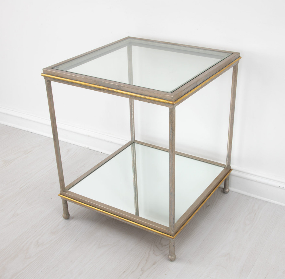 Adrius Champagne  ampGold Side Table   Transitional   Side Tables And End Tables   by Peachtree Fine Furniture  Houzz