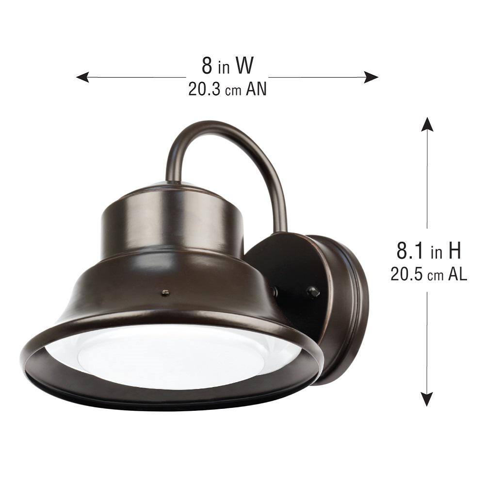 Commercial Electric 60- Watt Equivalent Integrated LED Bronze Security Bell Dusk to Dawn Photocell Sensor Outdoor Wall Pack Light 5000K S8BWM850DDBZHD