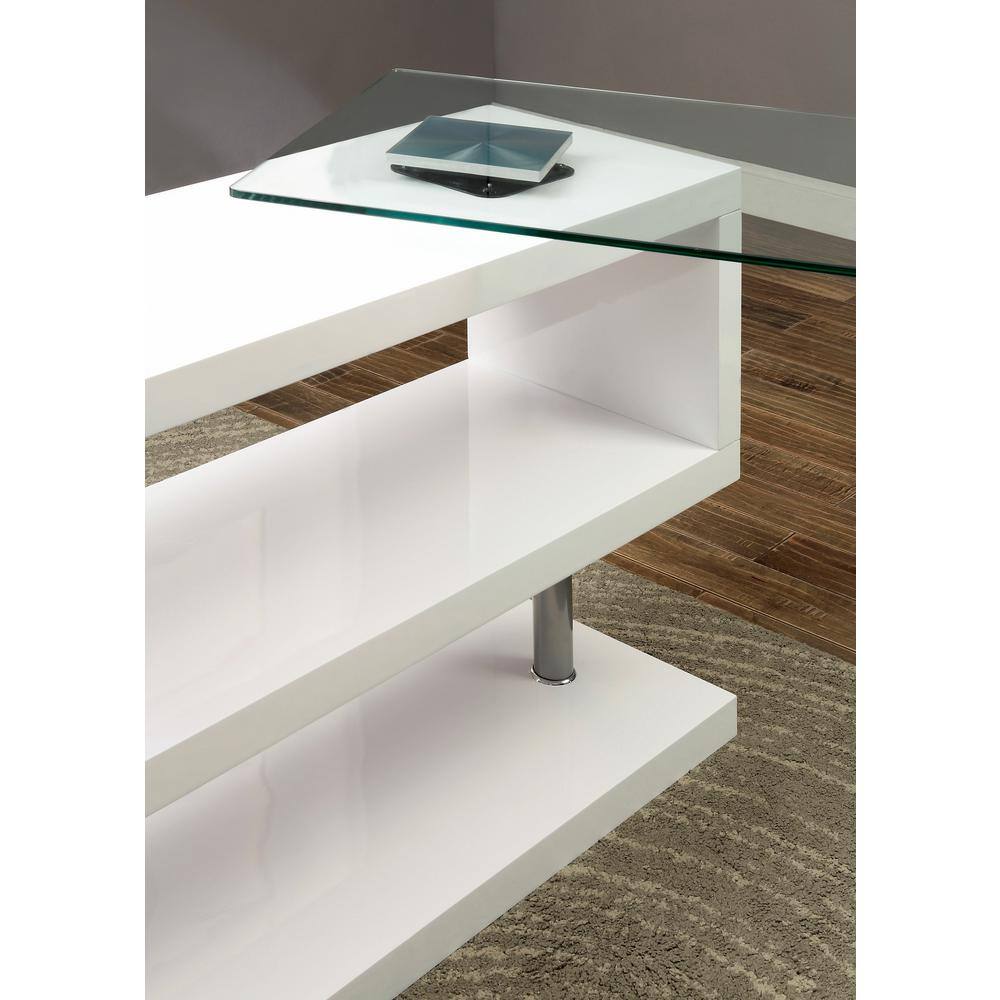 Furniture of America Corryton 59.25 in. Rectangle White Computer Desk with Convertible Shape IDF-DK6131WH