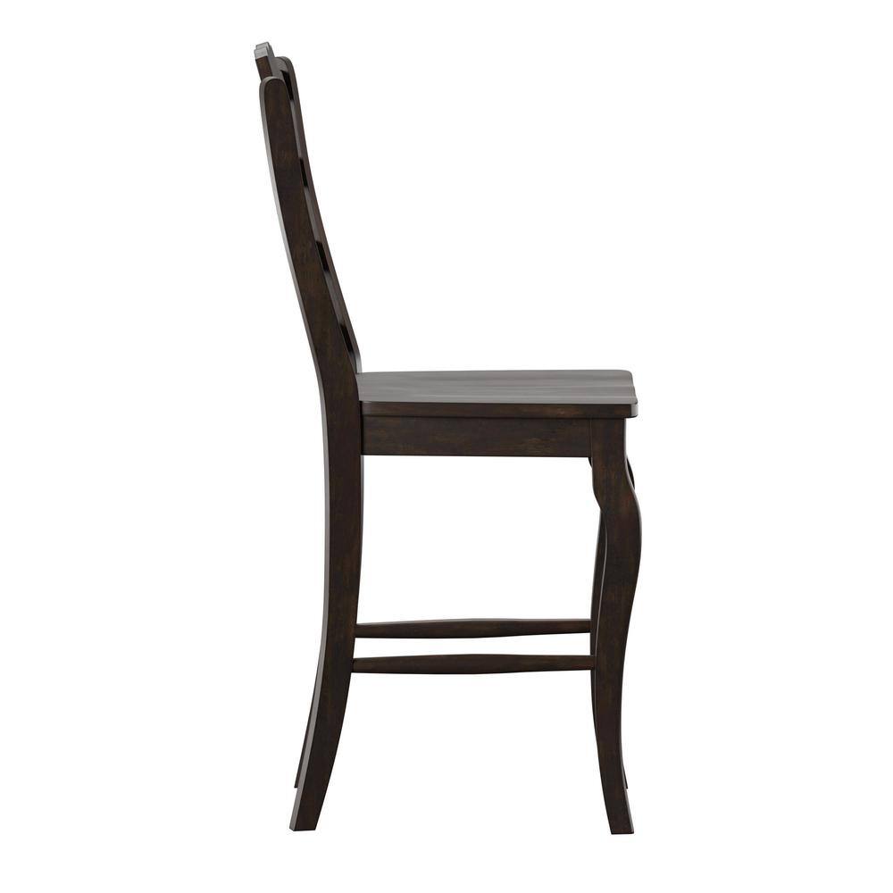 HomeSullivan Antique Black French Ladder Back Wood Counter Height Chair (Set of 2) 40530C1-24BK