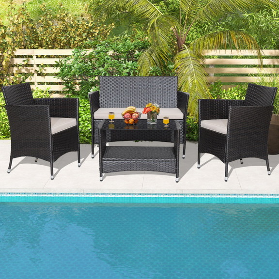 Costway 14938562 4 Pieces Patio Conversation Set w...