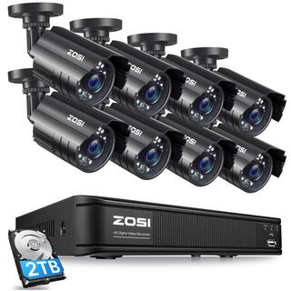 ZOSI 8-Channel 5MP-Lite 2TB DVR Security Camera System with 8 1080p Outdoor Wired Cameras Surveillance System 8VM-211B8S-20-US