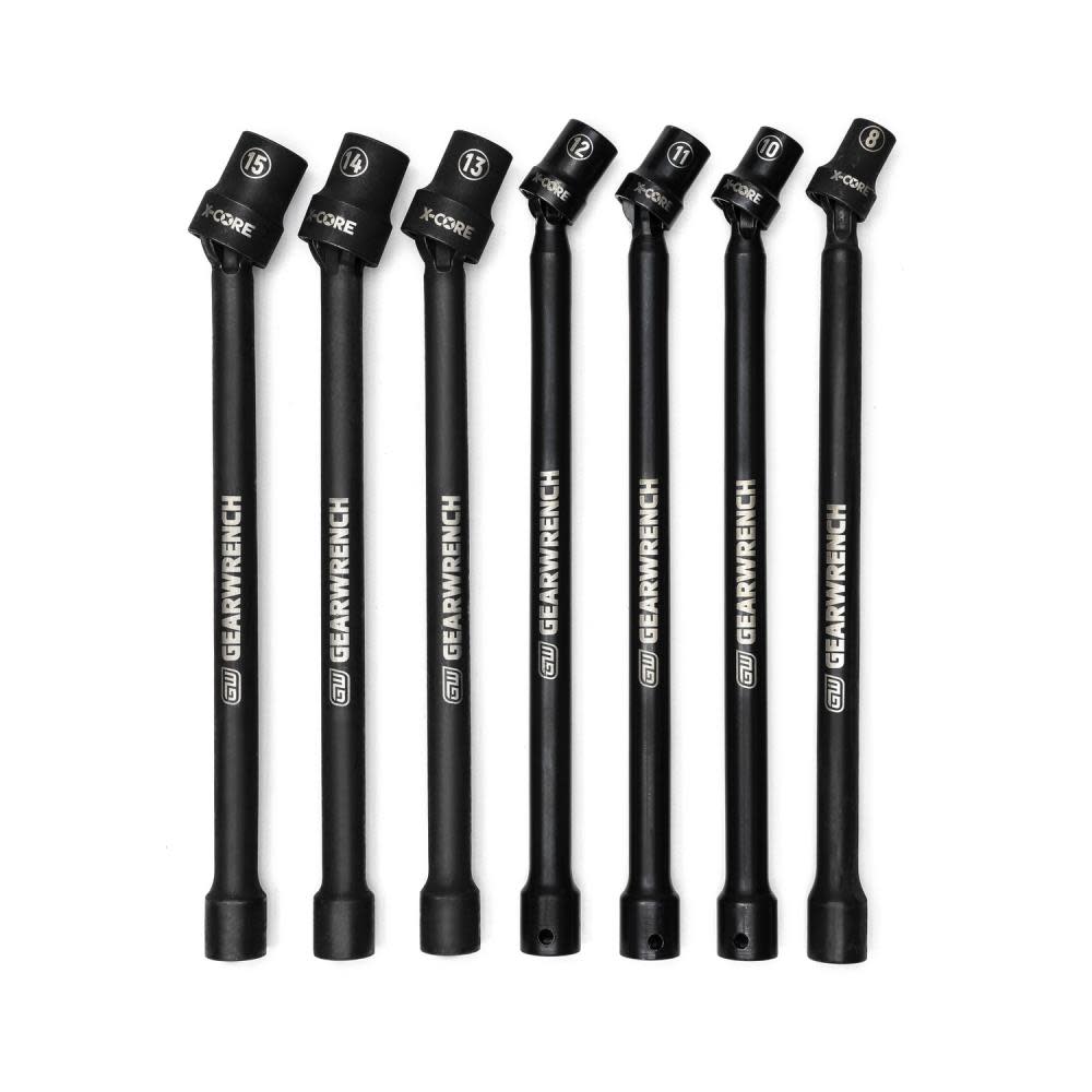 Pinless Universal Impact Metric Extension Socket Set 7 Pc 3/8 Drive 6 Point X-Core