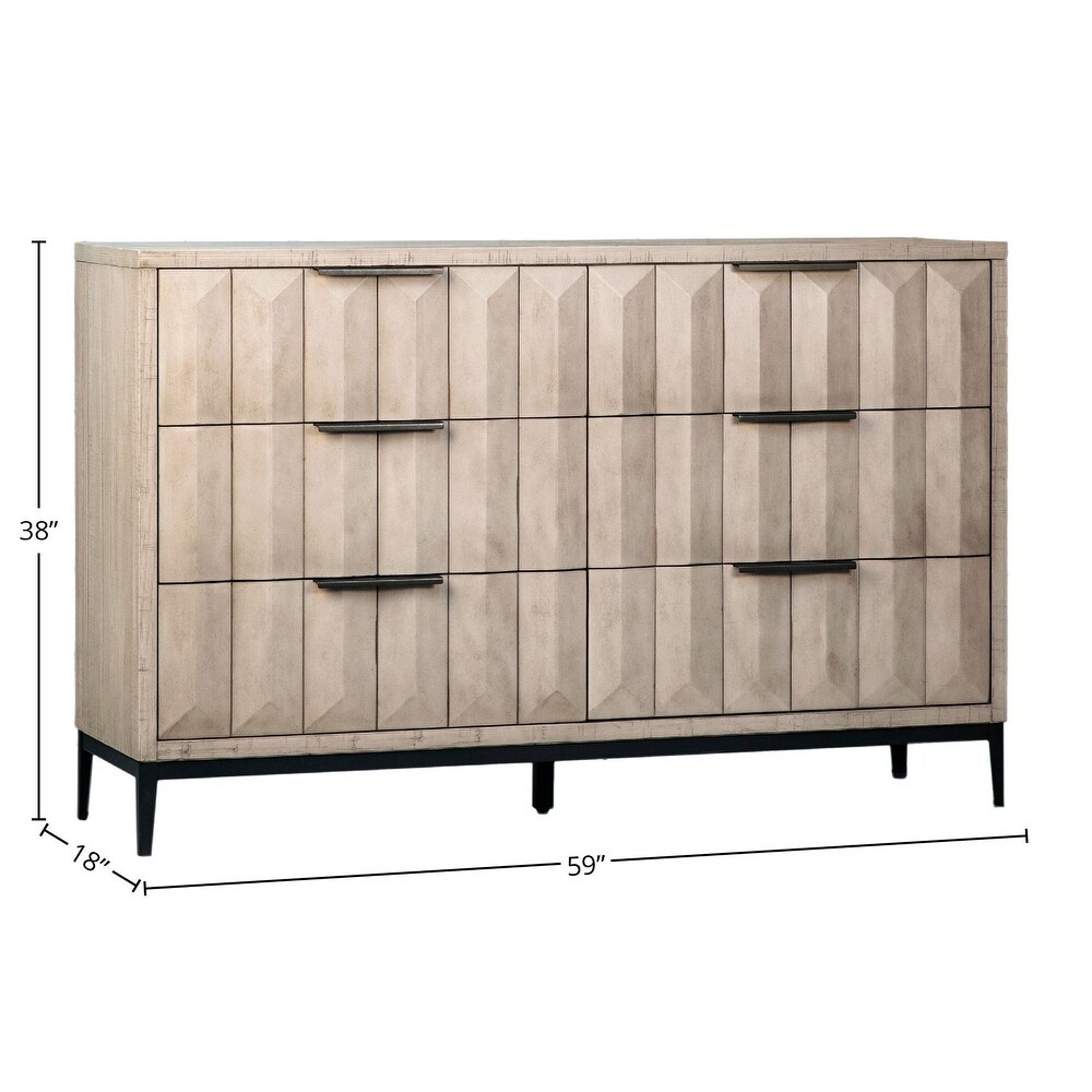 Emilia Pine Modern 6 Drawer Storage Dresser