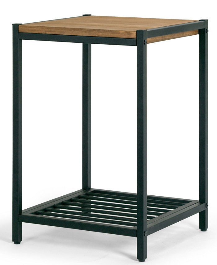 Glamour Home Ailis Pine Wood Metal Frame End Table Accent Table