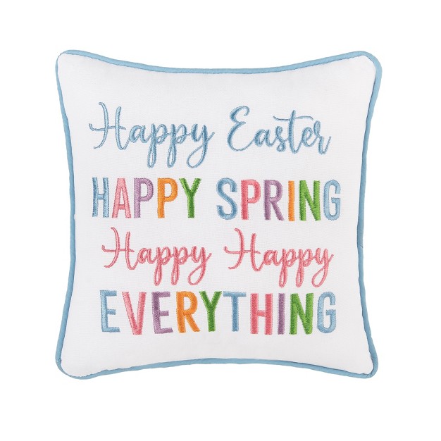 X 10 quot Happy Easter Happy Spring Embroidered Throw Pillow