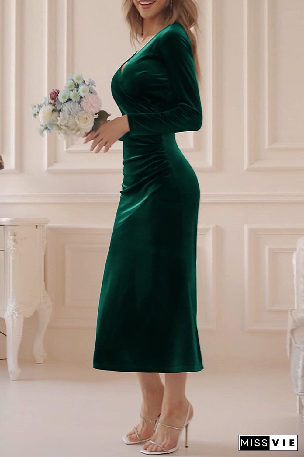 Sweet Elegant Solid Solid Color V Neck Evening Dress Dresses