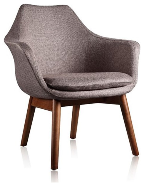 Manhattan Comfort Cronkite Fabric Accent Chair in Gray/Walnut (Set of 2)   Midcentury   Armchairs And Accent Chairs   by Homesquare  Houzz