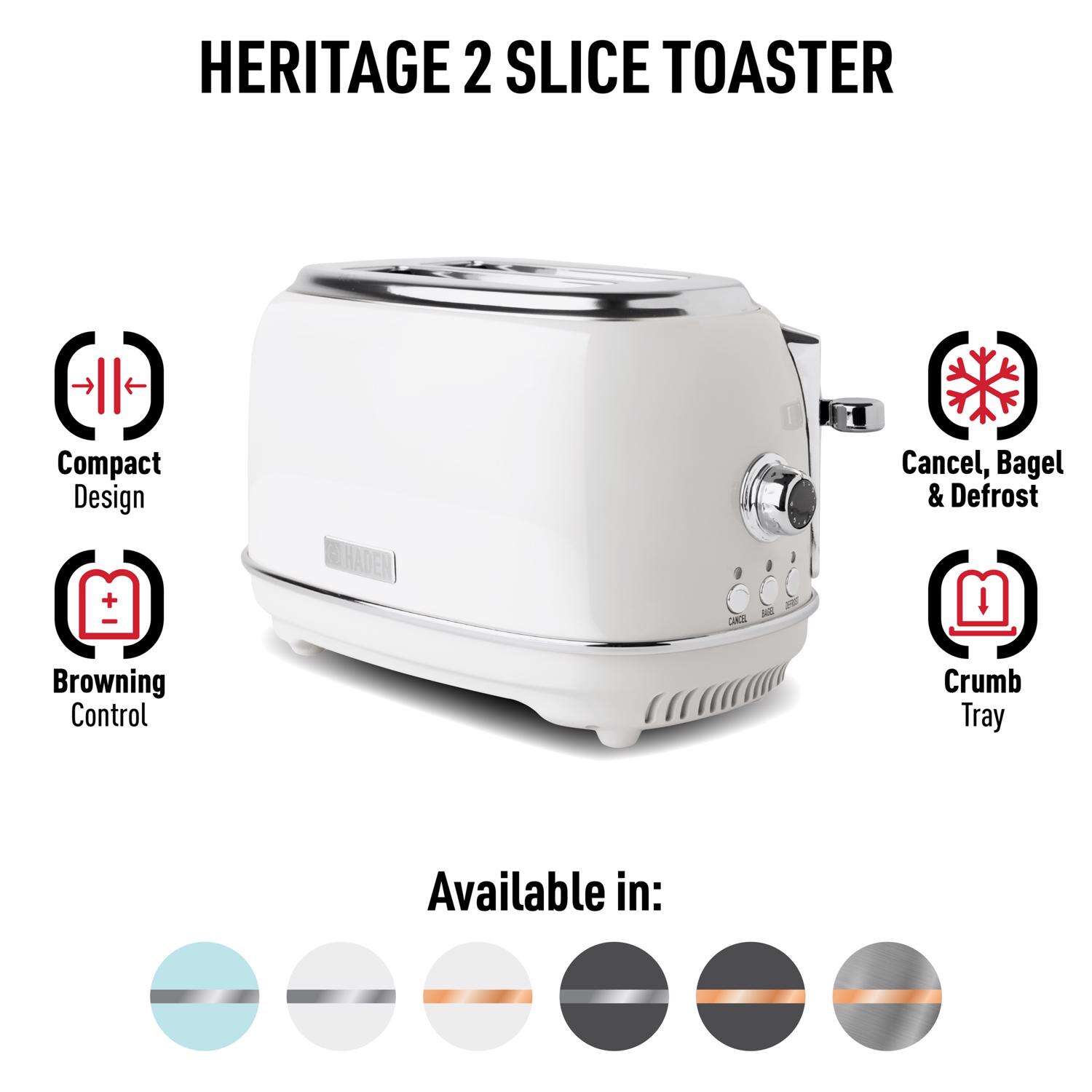 Haden Heritage Stainless Steel White 2 slot Toaster 8 in. H X 12 in. W X 8 in. D