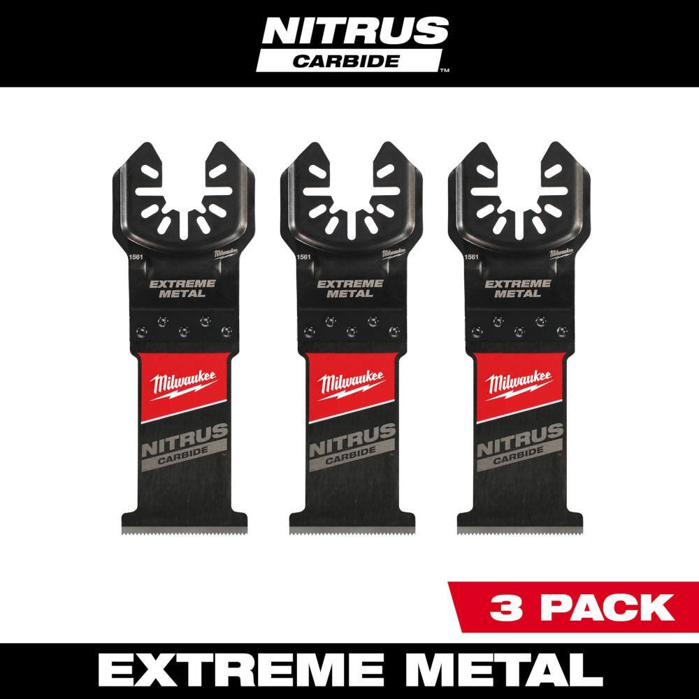 MW 1-38 in. Nitrus Carbide Universal Fit Extreme Metal Cutting Oscillating Multi-Tool Blade (3-Pack) 49-25-1563