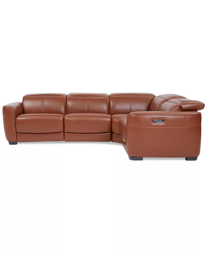 Macy's Lexanna 4-Pc. Leather Sectional with 2 Power Motion Recliners