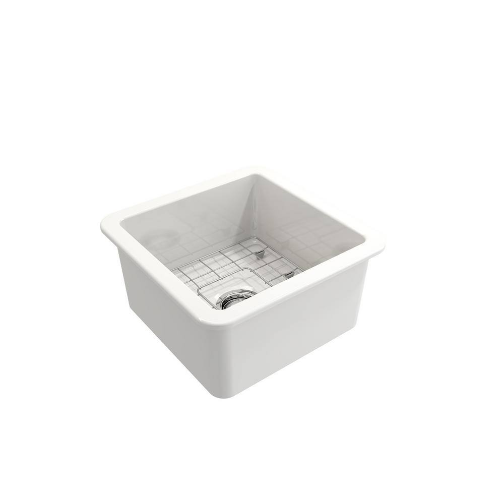 BOCCHI Sotto White Fireclay 18 in. Single Bowl Undermount Kitchen Sink with Cutting Board 1359-001-KIT1