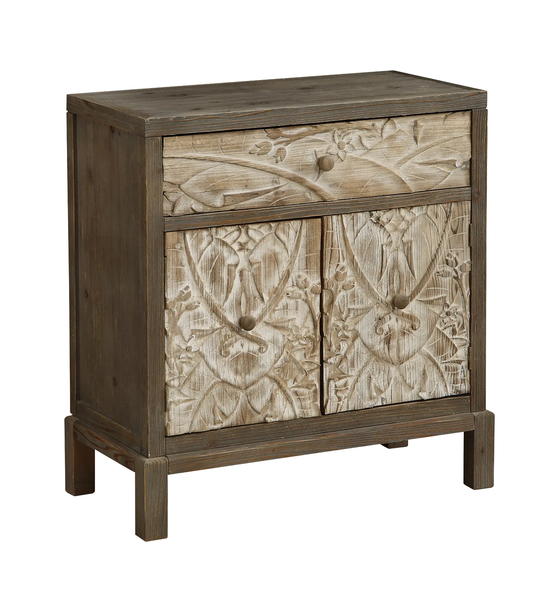 Two Tone Natural and Brown Two Door Storage Accent Cabinet