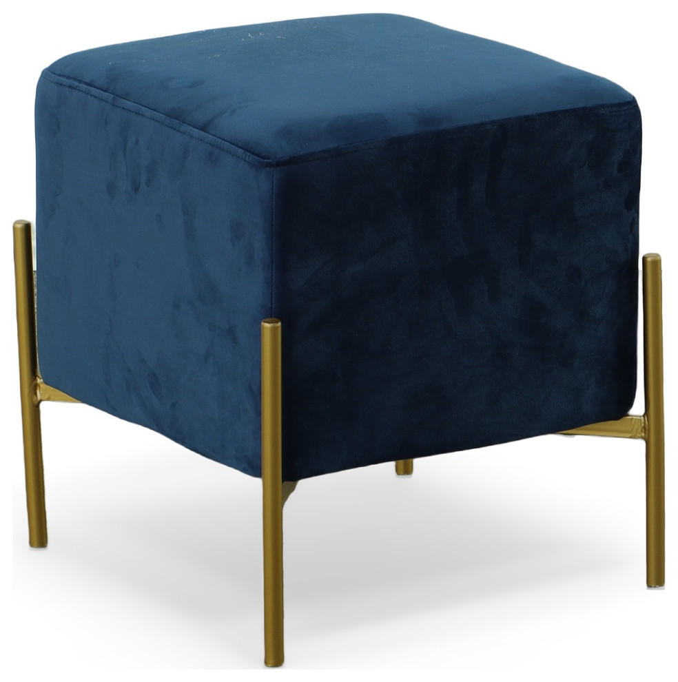 Larenta Upholstered Accent Stool/Footrest  Navy/Blue   Midcentury   Footstools And Ottomans   by CAROLINA CLASSICS  Houzz