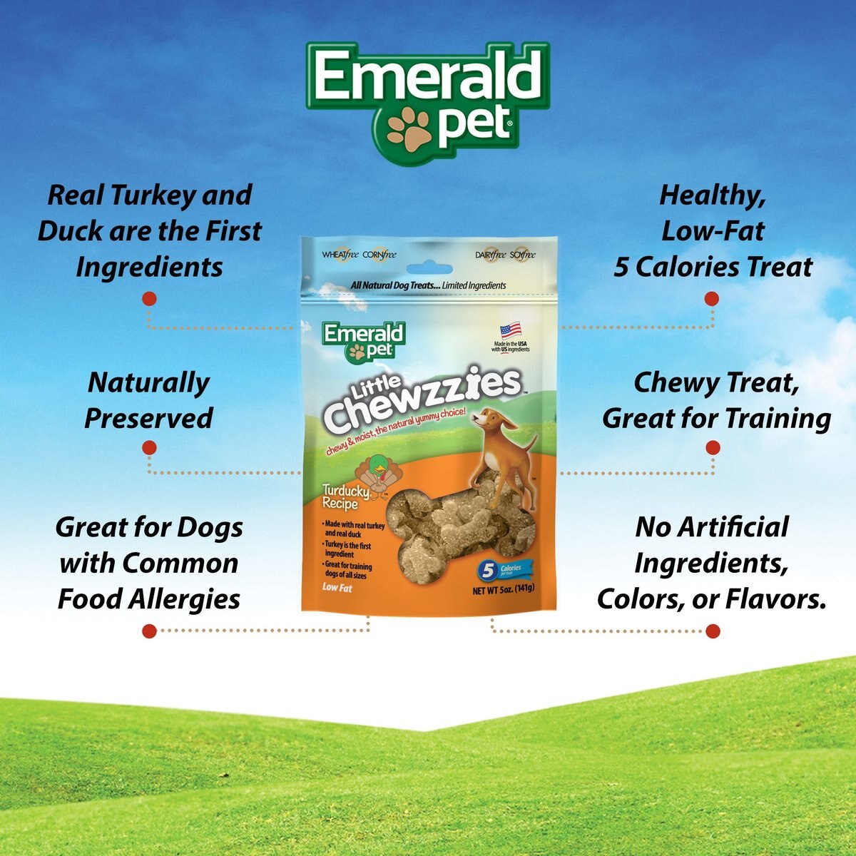 Emerald Pet Little Chewzzies Turducky Recipe Chicken-Free Dog Treats