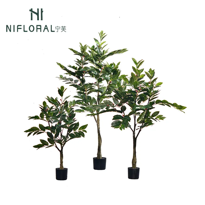 Nifloral New Design Faux Coffee Tree 95CM Home Living Room Decor Artificial Coffee Tree