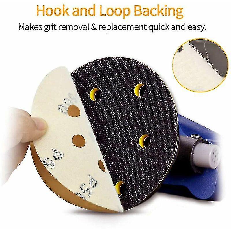 125mm Sandpaper Sanding Discs， 100 Sanding Discs Sander Sanding Pads Round 8 Holes 180 Grit For Sanding Polishing Derusting，t-audace