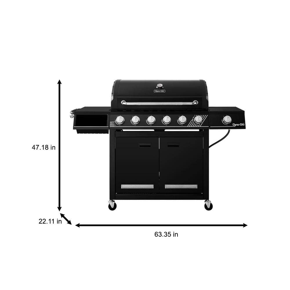 DynaGlo 6Burner Natural Gas Grill in Matte Black with TriVantage MultiFunctional Cooking System