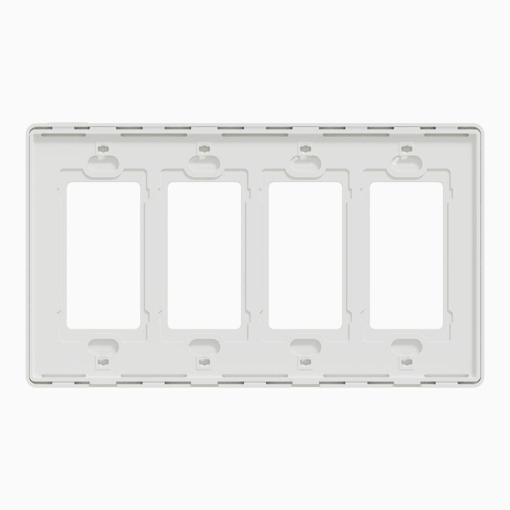 Square D X Series 4-Gang Standard Size Screwless Rocker Light Switch Wall Plate Cover Plate Matte White SQWP141004WH