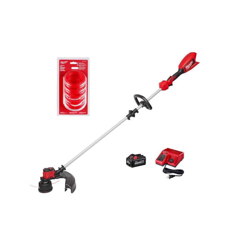 Milwaukee M18 18V LithIon Brushless Cordless String Trimmer Kit with 6Ah BatteryCharger and 0095  Trimmer Line 208242 PreCut 5 Pack