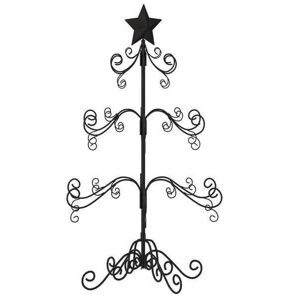 vidaXL Christmas Tree Modern Metal Ornament Tree Stand for Decoration Black