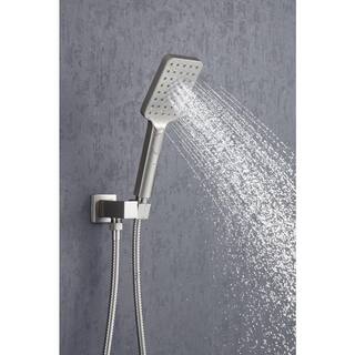 Mondawe Mondawell Single-Handle 3-Spray 12 in. x 8 in. Wall Mount Rain Dual Shower Heads Handheld Spout Valve in Nickel MA-D97203BN