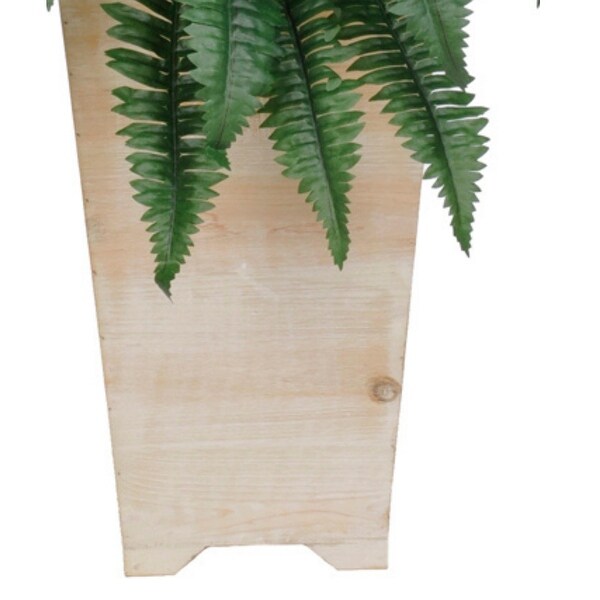 Faux Fern in Tall WashedWood Planter