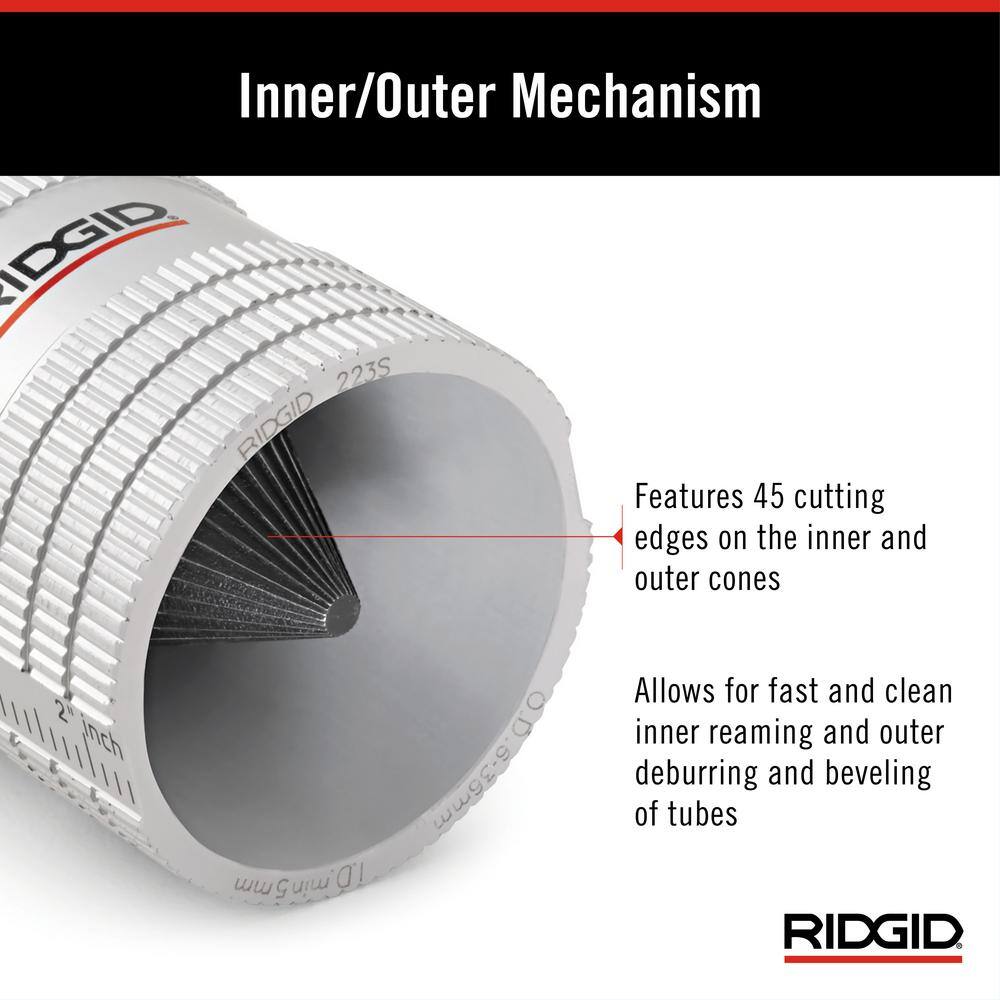 RIDGID 223S 14 in.-1-14 in. InnerOuter Copper and Stainless Steel Tubing and Pipe Reamer Tubing Tool for Multilayer Cutting 29983