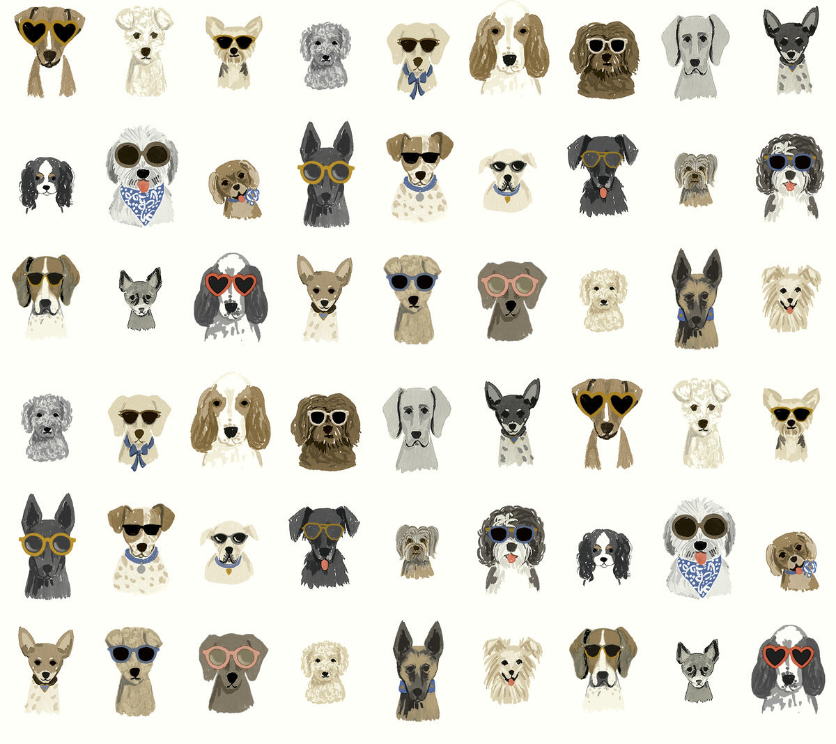 Sample Dog Days Multi White Peel & Stick Wallpaper by York Wallcoverings