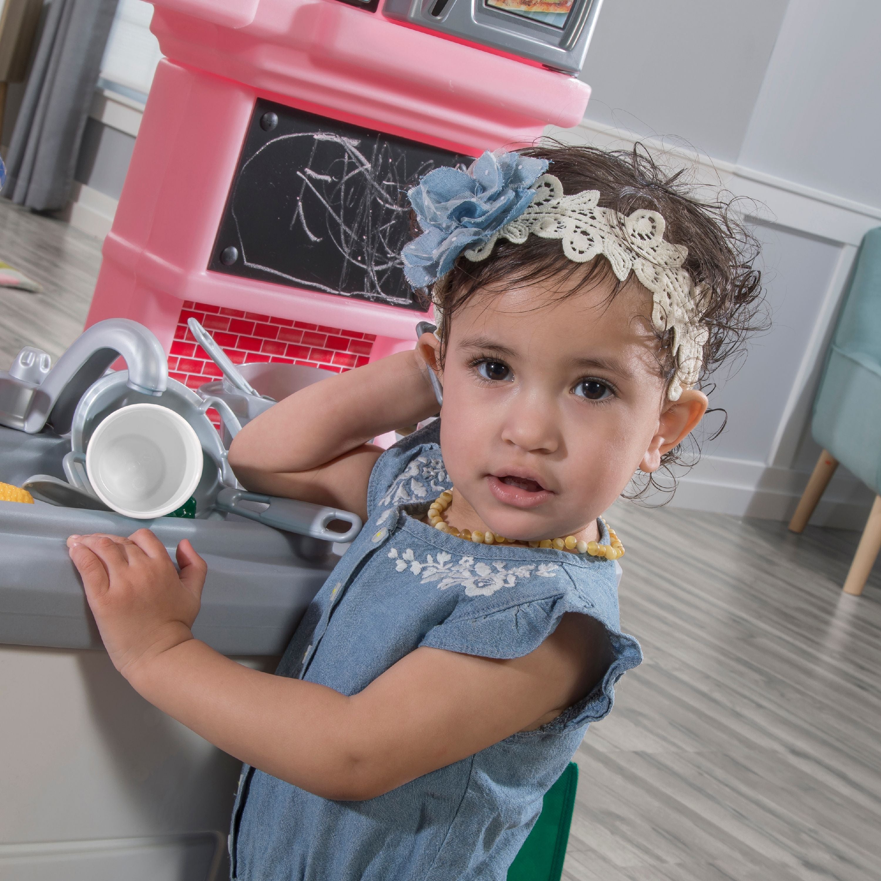 Step2 Great Gourmet Play Kitchen with Storage Bins and Accessory Play Set - Pink