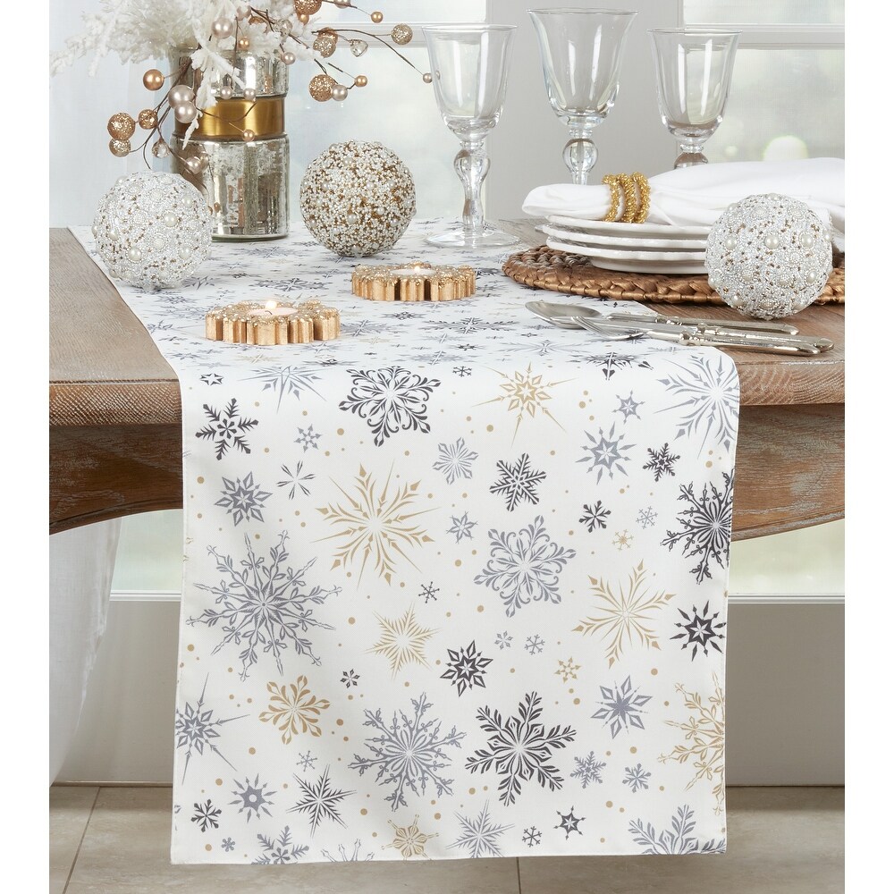 Christmas Table Runner With Snowflakes Design   16\