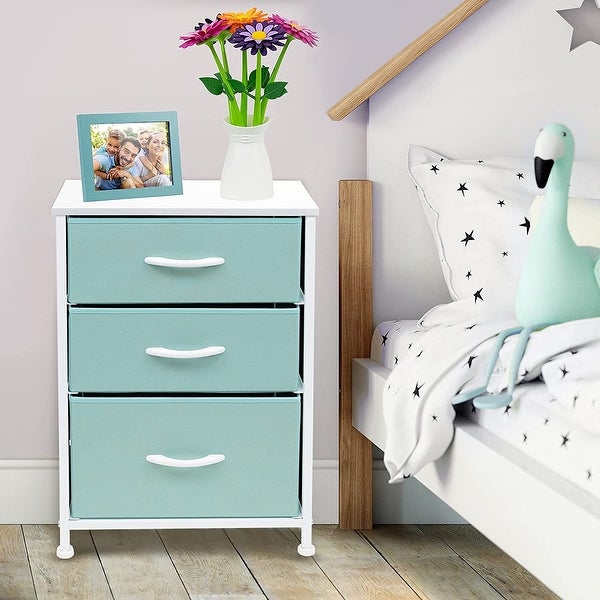 Nightstand 3-Drawer Shelf Storage - Bedside Furniture End Table Chest - - 34483825