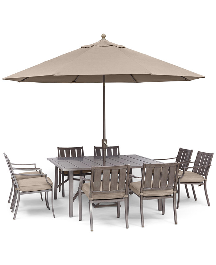 Agio Wayland Outdoor Aluminum 9-Pc. Dining Set (64 Square Dining Table and 8 Dining Chairs)