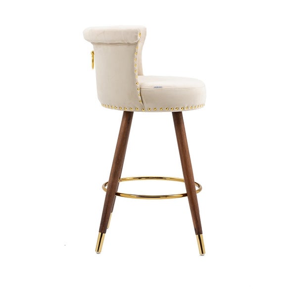 Modern Swivel Bar Stools Set of 2， Upholstered Counter Height Barstool Bar Chairs with Backrest and Footrest