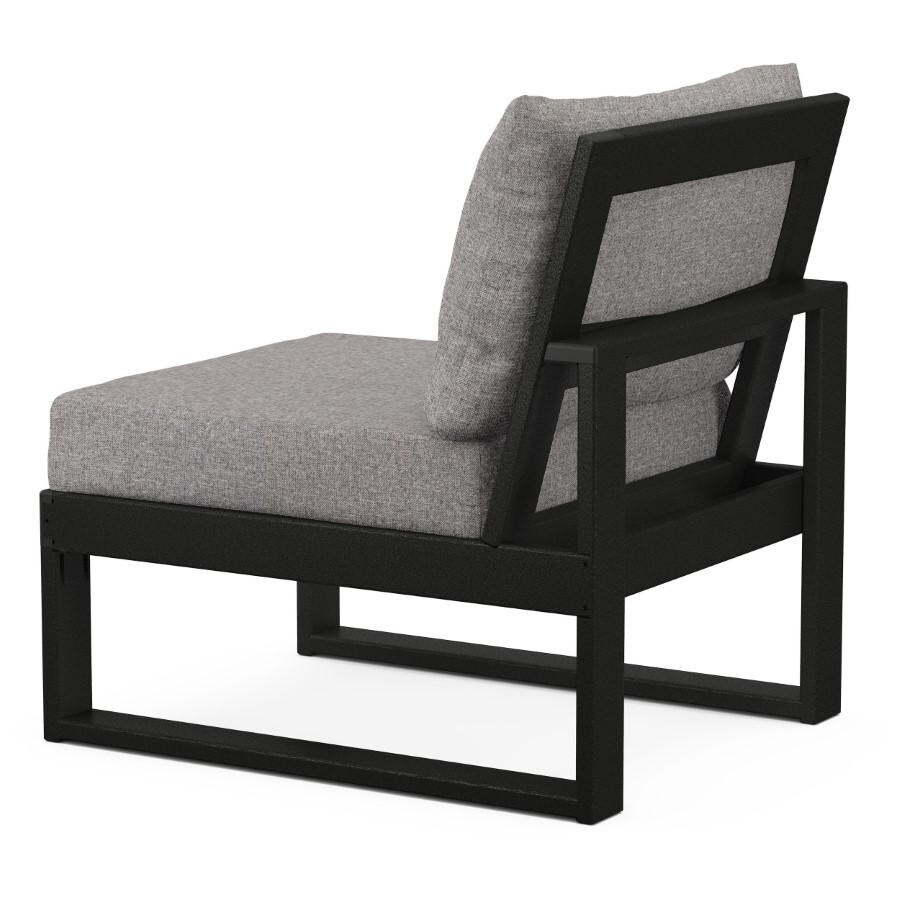 POLYWOOD Modular Armless Chair in Black / Grey Mist