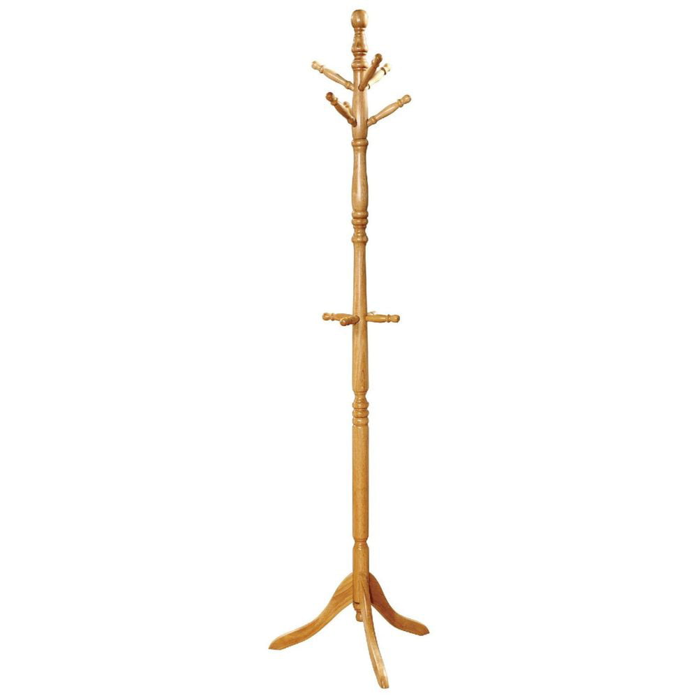 Office Entryway Hallway Wooden Coat Rack Tree Hat Hanger， Natural