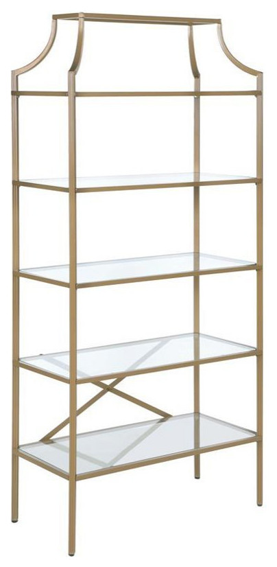 Coaster 5 Shelf Contemporary Rectangular Metal Bookcase in Gold   Contemporary   Bookcases   by Homesquare  Houzz