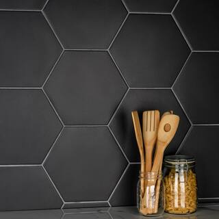 Merola Tile Apini Hex Matte Black 9 in. x 10-12 in. Porcelain Floor and Wall Tile (7.14 sq. ft.Case) FEGAPXMBK