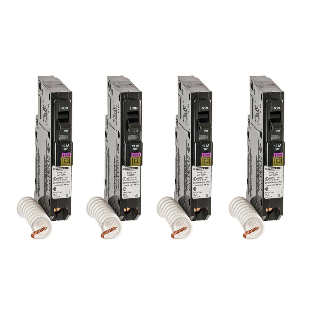 Square D QO 20 Amp Single-Pole Dual Function (CAFCI and GFCI) Circuit Breaker (4-Pack) QO120DFC4